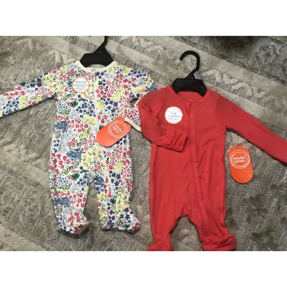 Girls Size Newborn New Onesie Pajama Zip Up Bundle